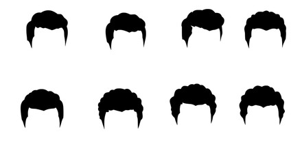 Poster - Hair Silhouette Set: A collection of diverse hairstyle silhouettes, offering versatile design elements for a range of creative endeavors. Perfect for illustrating hair texture, style variety.
