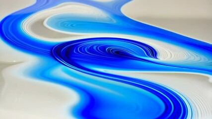 Poster - Abstract vibrant blue and white flow art design, smooth curves, fluidity, gradients, contemporary visual concept