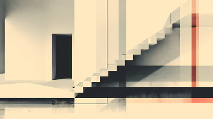 Wall Mural - 3d render of a white staircase in a room with white walls. minimalist. illustration