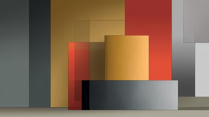 Wall Mural - Abstract 3d yellow cube and box podium minimal scene studio background. minimalist. Illustration