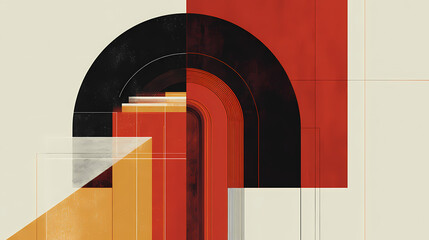 Wall Mural - abstract art of textured and colorful geometric and minimalist shapes. minimalist. illustration