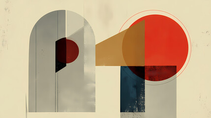 Wall Mural - abstract art of textured and colorful geometric and minimalist shapes. minimalist. illustration