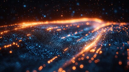 Leinwandbilder - Abstract digital landscape with glowing particles