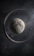 distressed parchment, cosmic dust, moon cycle phases, subtle starfield, dark, abstract