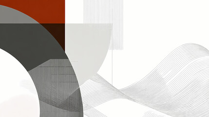 Wall Mural - clean white minimalist background with abstract geometric shapes and lines. minimalist. illustration