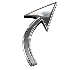Poster - Metallic arrow pointing up chrome direction sign shiny silver navigation symbol isolated on black background