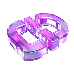 Poster - Transparent purple glass logo design render illustration graphic asset branding element icon symbol mark 3d