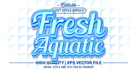 Fototapete - Editable text style effect - Fresh Aquatic text style theme. Vector text style illustration template.