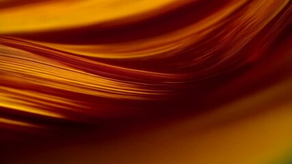 Poster - Abstract dynamic wave motion with flowing curved forms in warm golden and dark red tones with subtle light reflecting.