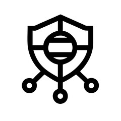 Aufkleber - shield with a stylized globe inside and lines connecting to three external nodes, symbolizing global network security for topics on cybersecurity, global connections, or distributed systems