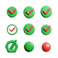 Poster - Stock illustration of green check mark icons for approval success and correct choice on black background
