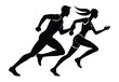 © sopon9492 - a running couple silhouette vector, couple jogging silhouettes illustration.