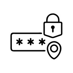 Aufkleber - password field with asterisks linked to a padlock, signifying secure login or account protection. Ideal for websites or blogs about cybersecurity, user authentication, or privacy.