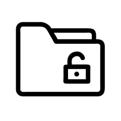 Poster - folder icon with an unlocked padlock, signifying open access or unsecured files. Perfect for websites/blogs discussing file permissions, data access, or digital security issues.