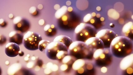 Poster - Abstract floating spheres with golden reflections for modern backgrounds