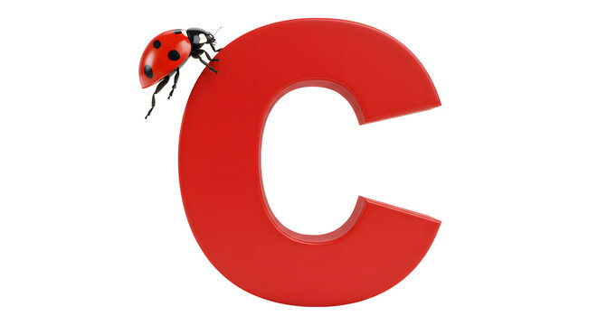 Ladybug on Red Letter C