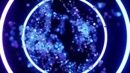 Poster - Abstract glowing circles with blue and purple particles floating around inside.