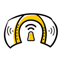 Aufkleber - stylized doodle of a Wi-Fi router or signal booster, emitting strong wireless waves for technology blogs,internet service providers, smart home sites,connectivity-related content