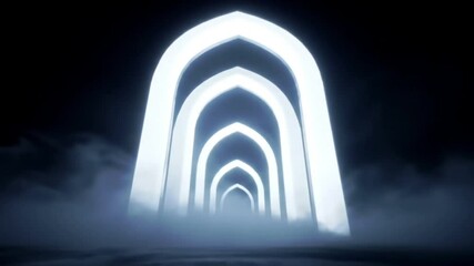 Poster - Mystical Arches Animation with Fog and Light Creating a Dreamy Atmosphere