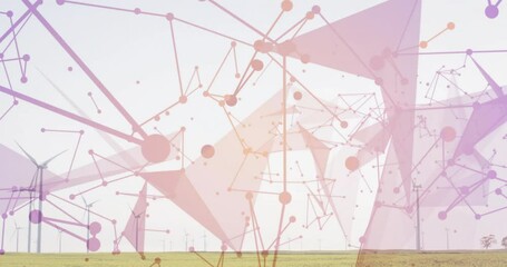 Poster - After opening pink-orange network forming triangles and evolving over wind farm showing connection