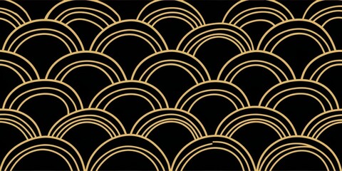 Poster - Abstract Golden Wave Pattern on Black Background, Elegant and Modern Design for Textile, Wallpaper, and Decorative Use with a Luxurious Feel