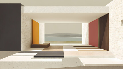 Wall Mural - modern minimalist coastal retreat