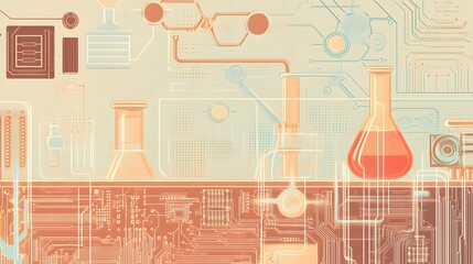 Poster - Abstract illustration of a futuristic laboratory.