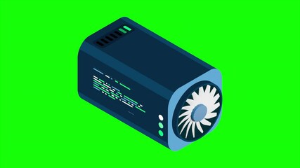 Poster - Isometric futuristic server animation. Isometric database or data center. Abstract blockchain. Computer storage. Cloud storage. 4K video animated in isometric style