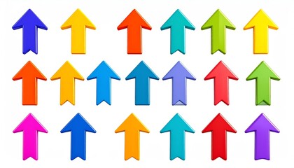 Poster - Colorful arrows pointing upwards, arranged in a grid pattern, showcasing a variety of vibrant colors and shapes