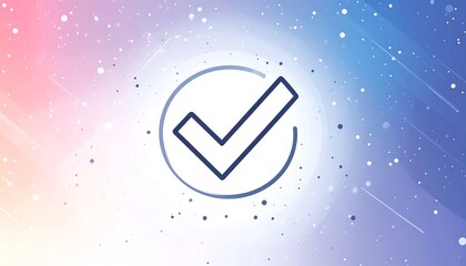 Poster - A simple checkmark icon on a colorful gradient background, symbolizing approval or completion in a modern design