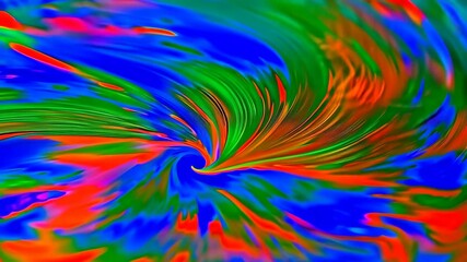 Poster - Bright digital art featuring a swirling vortex of vibrant green, blue, red, and orange hues creating an abstract pattern.