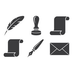 Aufkleber - Vintage Writing Tools Icons Set