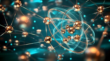 Poster - Abstract illustration of interconnected atomic structures.