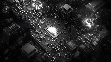 Poster - Abstract digital circuit board graphic design.