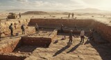 Ancient Excavation: A group of archaeologists painstakingly unearths ancient relics at a sun-drenched dig site, embodying the spirit of discovery.