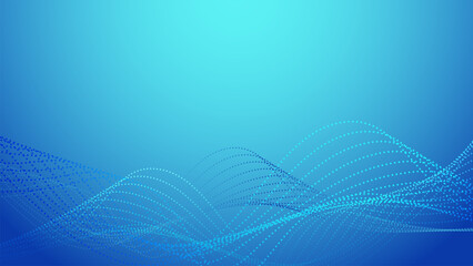 Fototapete - Abstract blue energy waves from dotted line particles. Futuristic modern backdrop design for business, presentation, ads, banner, website, landing page, wallpaper screen and more