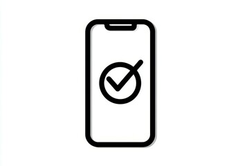 Fototapete - Minimalist smartphone icon with check mark symbol on white background