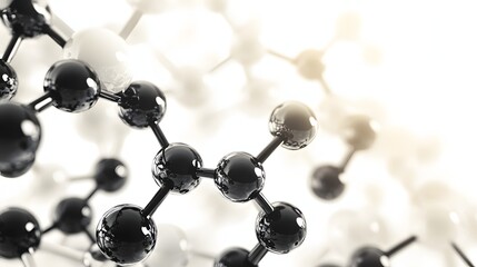 Poster - Abstract representation of molecular structure with black and white spheres.