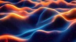 © Margarita - abstract digital landscape with glowing orange and blue waveforms and dotted texture creating a flowing futuristic terrain
