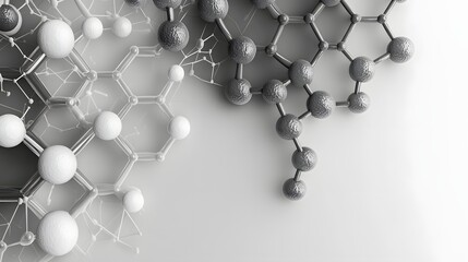 Poster - Abstract representation of molecular structures in grayscale.