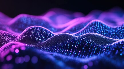 Poster - Abstract digital landscape of vibrant particles