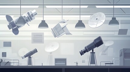 Poster - Modern space exploration research laboratory interior.