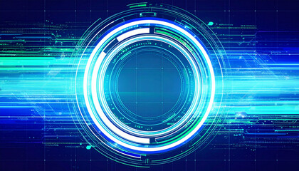 Leinwandbilder - Abstract futuristic technology graphic background with glowing circles and lines. The image conveys a sense of technological advancement and innovation