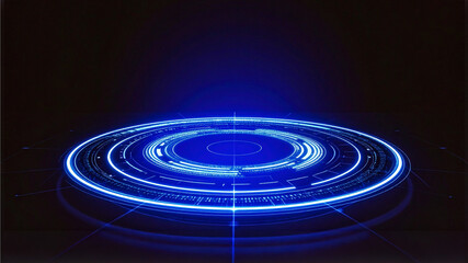 Leinwandbilder - Futuristic platform with a vibrant blue glow, perfect for technology-related visuals. This image brings to mind innovation, advancement, and digital interfaces. The glow gives the image a futuristic.