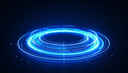 Leinwandbilder - futuristic abstract blue light effect with rotating circles
