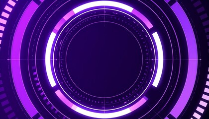 Leinwandbilder - A digital graphic of a circular technology design with purple glowing neon lights