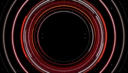 Leinwandbilder - Futuristic tunnel design, glowing lines, abstract technology background. Red and white circles with glowing lines
