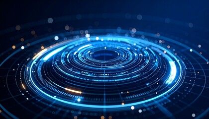Leinwandbilder - A futuristic digital tunnel of energy and light, symbolizing innovation and technology. The image features interconnected circuits and data flow, evoking a sense of technological advancement