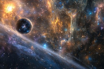Poster - Exploring the vastness of space with seamless interstellar travel concepts and cosmic wonders, Folding space interstellar travel 3d, seamless