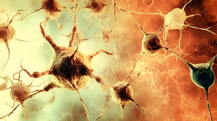 Poster - Detailed illustration of interconnected nerve cells.